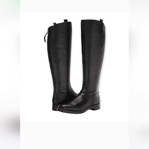 Franco Sarto Becky Black Leather Knee-High Riding Boots, Size 8